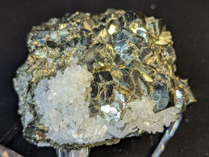 PYRITES Clusters with Inclusion of Quartz Crystals, Quartz Matrix, or Black Sphalerite Minerals