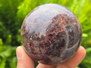 Garnet Crystal Sphere (63 mm 448 gm) Natural Polished Deep Red and Yellow Decorative Valentines Day Gift