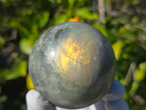 Labradorite Sphere Sunset Yellow Flash (58 mm 272 gm) “Stone for inner light” Natural Polished Madagascar Crystal