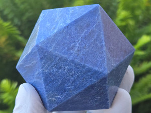 Blue Aventurine Carved Geometric Icosahedron, Large (170+ gm; 58+ mm) "Stone of Inner Strength" Decorative Collectible Healing