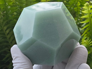 Green Aventurine Stone of Opportunity (60 -65mm) Crystal Carved Geometric Dodecahedron, Large Collectible Home Accent