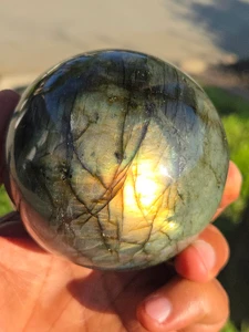 Labradorite Large Sphere “Stone for inner light” (3.1" 680 gm) Natural Polished Crystal Ball From Madagascar Decorative Valentines Day Gift