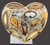 Decorative heart made from natural banded agate slices set in resin displayed upright in metal stand Decorative Valentines Day Gift