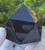Black Obsidian Carved Geometric Icosahedron (65 mm), 20 Triangular Faces, Large Decorative Collectible