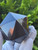 Black Obsidian Carved Geometric Icosahedron (60-65 mm), 20 Triangular Faces, Large Decorative Collectible