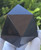 Black Obsidian Carved Geometric Icosahedron (60-65 mm), 20 Triangular Faces, Large Decorative Collectible