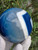 Blue Banded Agate Crystal Sphere Large (3.5 in 2 lb) Brazil Dyed Decorative Home Accent Healing Crystal