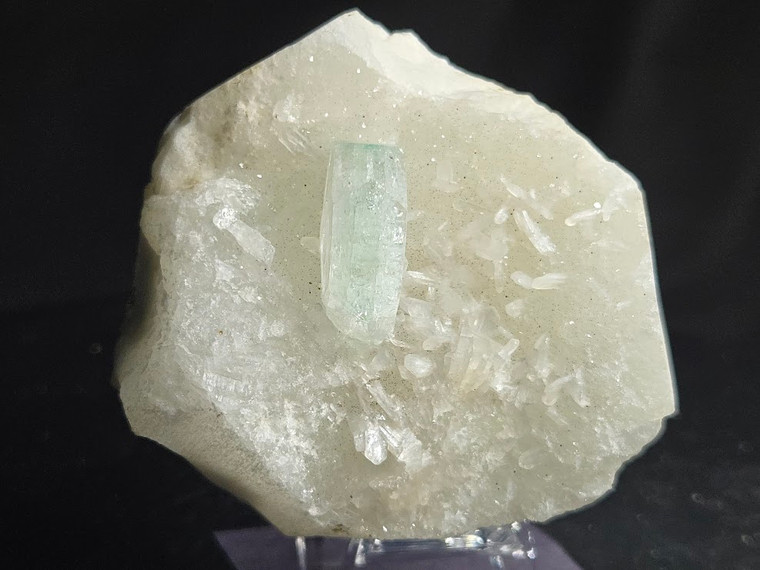 Natural Green Apophyllite on White Chalcedony/Quartz Matrix With Array Acicular Stilbite Crystals