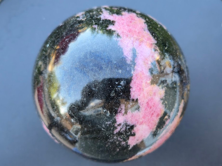 RHODONITE, Stone of Love Crystal Sphere Ball Natural Polished Round Stone Specimen