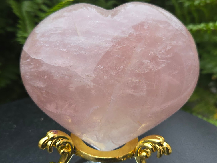 Rose Quartz Heart Carving Polished Crystal Wide & Thick (100 mm 610 gm) “Stone of Universal Love” Specimen From Madagascar