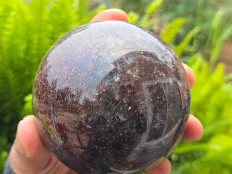 Garnet Crystal Sphere (81 mm 964 gm) Natural Polished Deep Red and Yellow Decorative Valentines Day Gift
