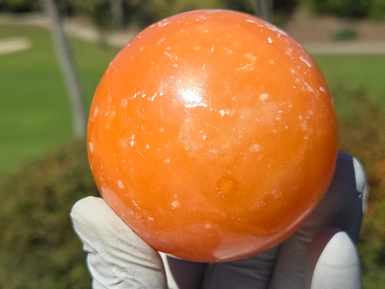 Orange Calcite, Stone of Creativity, Confidence, and Joy (65 mm 445 gm) Natural Polished Decorative Mexico