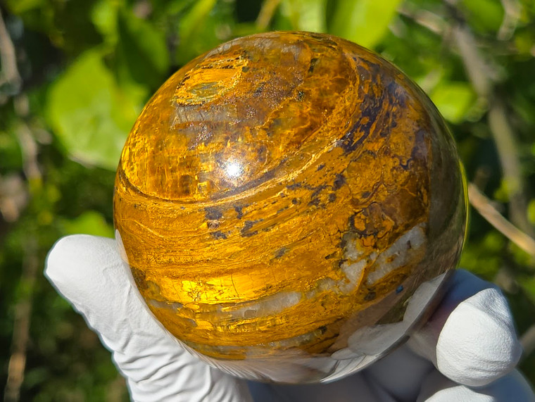 Pietersite Gemstone Sphere with Turbulent Storm Pattern (Diameter 63 mm 340gm) Rare Namibian Polished