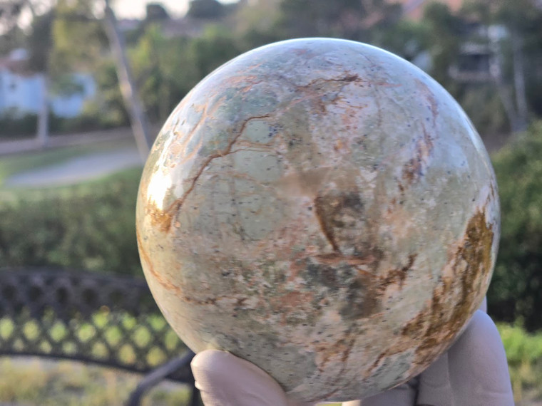Chrysoprase Stone Sphere Large “Stone of Venus” (93 mm; 864 gm) Natural Polished Crystal Ball From Madagascar