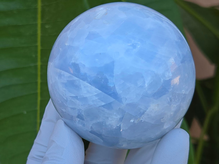 Blue Calcite Spheres, Soothing Stone (70+ mm 480 gm) Gift Natural Polished Decorative Healing Crystal from Mexico