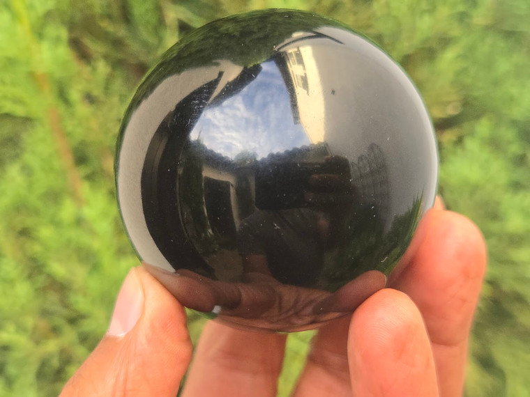 Black Obsidian Carved Spheres (140+ gm, 50+ mm) Polished Decorative Home Accent Collectible Healing Crystal
