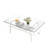 Rectangle Coffee Table, Tempered Glass Tabletop with White Metal Legs, Modern Table for Living Room , Transparent Glass