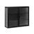 27.56"Glass Doors Modern Two-door Wall Cabinet with Featuring Three-tier Storage for Entryway Living Room Bathroom Dining Room,Black