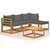 5 Piece Patio Lounge Set with Cushions Solid Acacia Wood