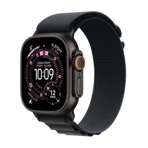 Apple Watch Ultra 3, Black Titanium Case with Black Alpine Loop