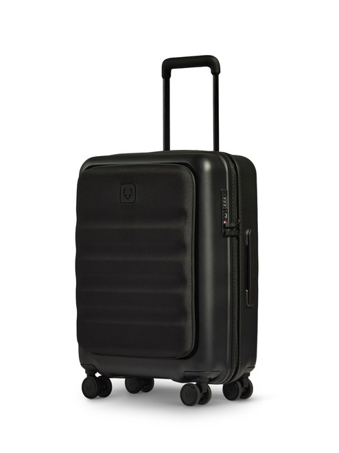 Antler Black Icon Stripe Suitcase With Pocket - Angle