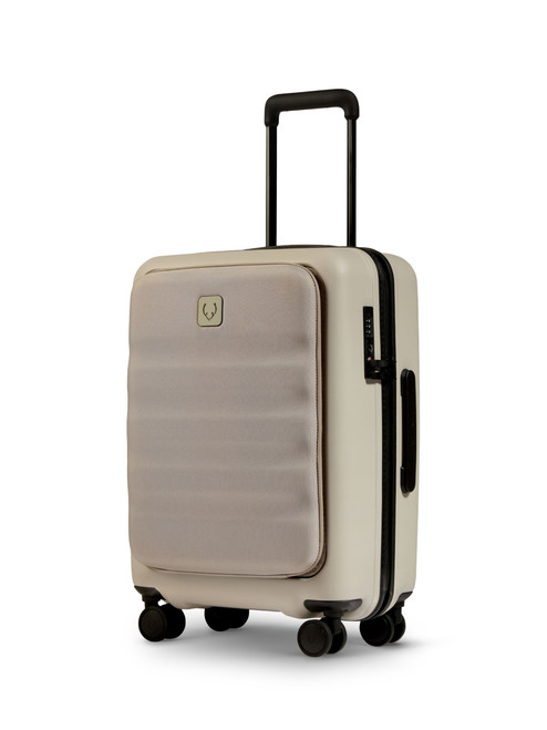 Antler Taupe Icon Stripe Suitcase With Pocket - Angle