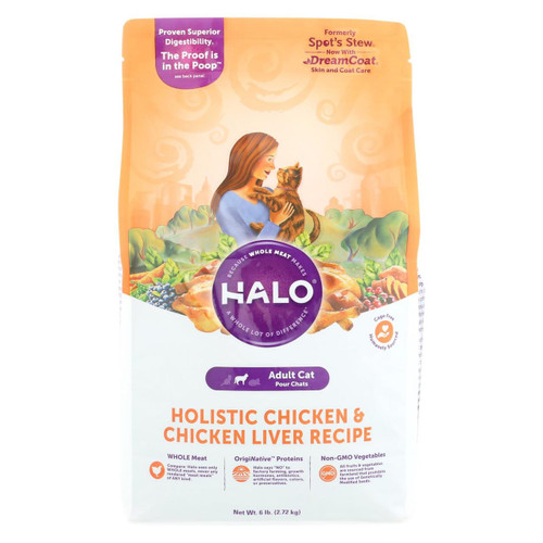 Halo Purely For Pets Holistic - Cat - Chicken And Chicken Liver Recipe - Case Of 4 - 6 Lb.