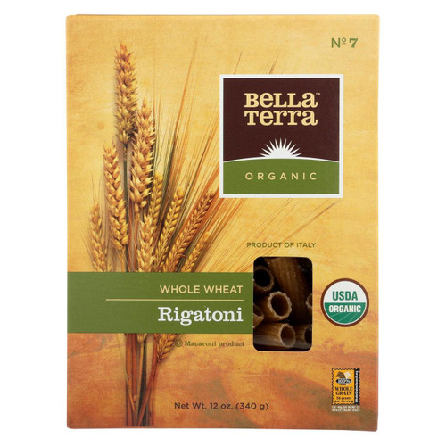 Bella Terra Whole Wheat Pasta - Rigatoni - Case Of 12 - 12 Oz