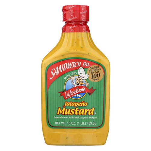 Woeber's Sandwich Pal Mustard - Jalapeno - Case Of 6 - 16 Oz.