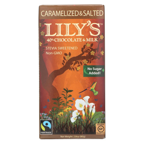 Lily's Sweets Chocolate Bar - Caramelized & Salted - Case Of 12 - 2.80 Oz.