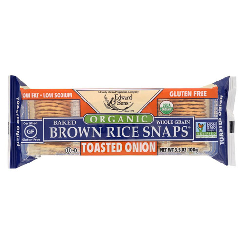 Edward And Sons Brown Rice Snaps - Toasted Onion - Case Of 12 - 3.5 Oz.
