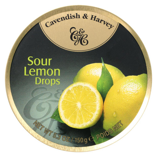 Cavendish And Harvey Fruit Drops Tin - Sour Lemon - 5.3 Oz - Case Of 12