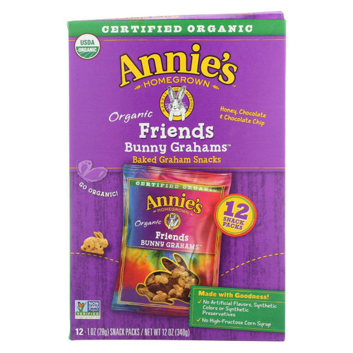 Annie's Homegrown Snack Pack - Organic - Bunny Grahms - Frd - 12 - Case Of 4 - 12/1 Oz