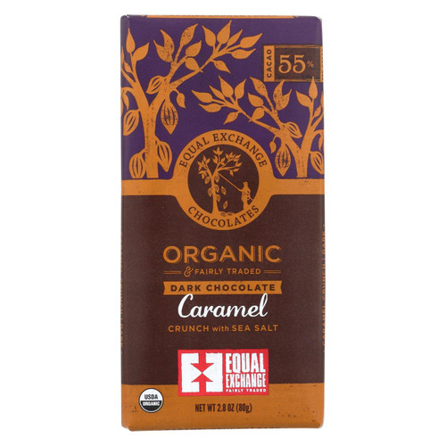 Equal Exchange Organic Milk Chocolate Bar - Caramel Crunch With Sea Salt - Case Of 12 - 2.8 Oz.