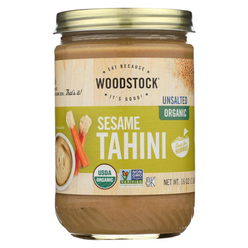 Woodstock Organic Tahini - Unsalted - Case Of 12 - 16 Oz.