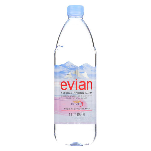 Evians Spring Water Bottled Water - Water - Case Of 12 - 33.8 Fl Oz.
