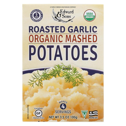 Edward And Sons Organic Mashed Potatoes - Roasted Garlic - Case Of 6 - 3.5 Oz.