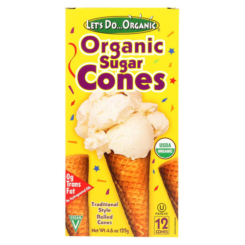 Let's Do Organics Ice Cream Cones - Sugar - Case Of 12 - 4.6 Oz.