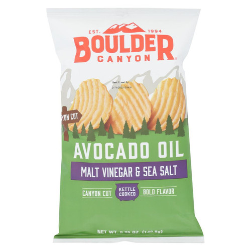 Boulder Canyon - Kettle Chips - Malt Vinegar And Sea Salt - Case Of 12 - 5.25 Oz.