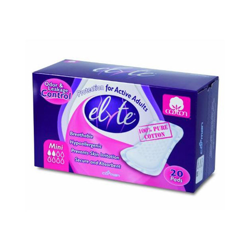 Elyte Light Cotton Incontinence Pads - Mini - 4 In X 8 In - 20 Pack