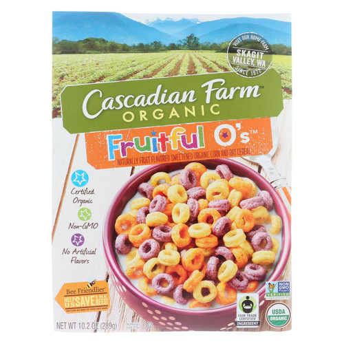 Cascadian Farm Organic Cereal - Fruitful Os - Case Of 10 - 10.2 Oz