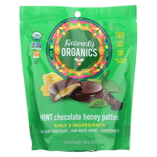 Heavenly Organics Organic Honey Patties - Mint Chocolate - Case Of 6 - 4.66 Oz.