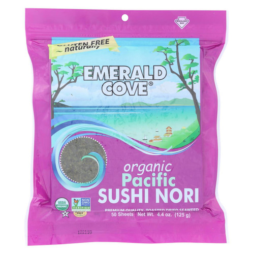 Emerald Cove Organic Pacific Sushi Nori - Toasted - Silver Grade - 50 Sheets - Case Of 4