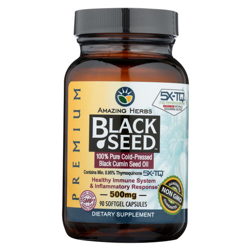 Amazing Herbs - Black Seed Black Cumin Seed Oil - 90 Softgels