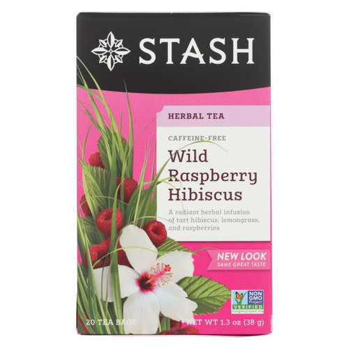 Stash Tea Hibiscus Herbal?tea - Wild Raspberry - Case Of 6 - 20 Bags