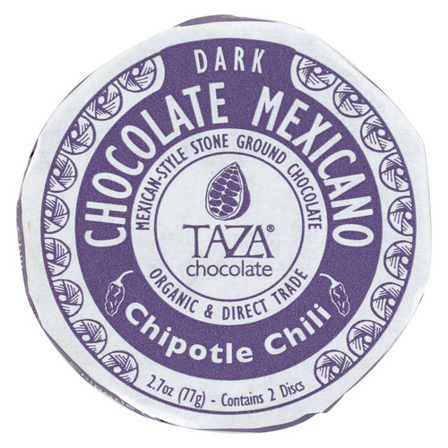 Taza Chocolate Organic Chocolate Mexicano Discs - 70 Percent Dark Chocolate - Chipotle Chili - 2.7 Oz - Case Of 12