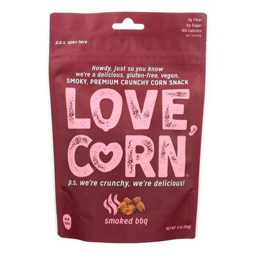 Love, Corn Smoky, Premium Crunchy Corn Snack - Case Of 12 - 4 Oz