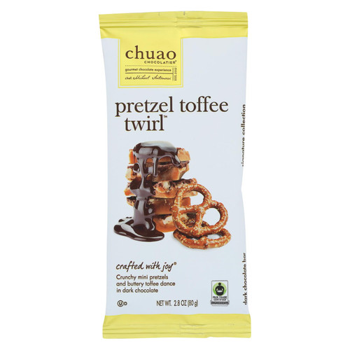 Chuao Chocolatier Pretzel Toffee Twirl Chocolate Bar - Case Of 10 - 2.8 Oz