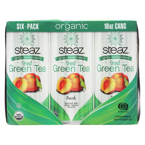 Steaz - Iced Tea Green Peach - Case Of 4 - 6/16 Oz