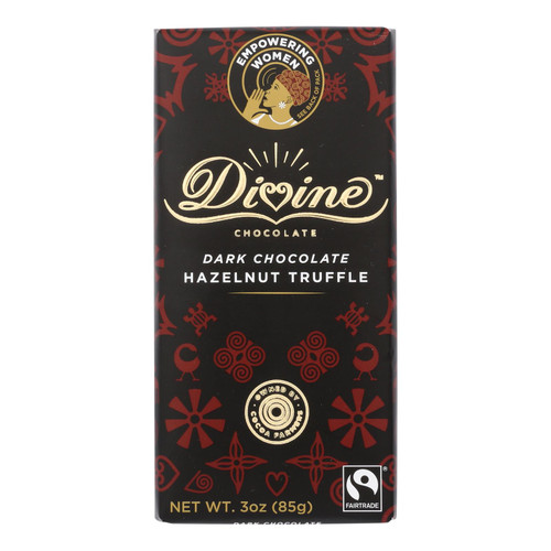 Divine - Bar Dark Chocolate Hazelnut Trffl - Case Of 12 - 3 Oz